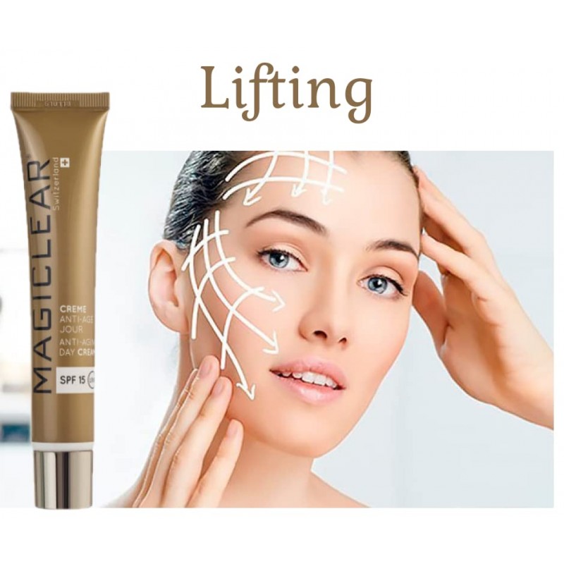 MAGICLEAR 럭셔리 스킨 케어 안티 에이징 데이 크림 SPF 15, 히알루론산, 비타민 C, E가 함유된 데일리 페이스 모이스처라이저, 나이아신아미드 함유 스위스 브랜드 1.76온스