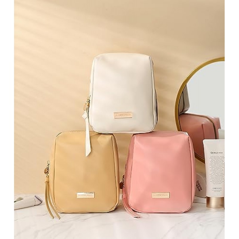 Y.duck 화이트 메이크업 가방 작고 귀여운 메이크업 정리함, 지갑용 대용량 미적 화장품 파우치, 스킨케어 가방 - 여성용 완벽한 메이크업 가방