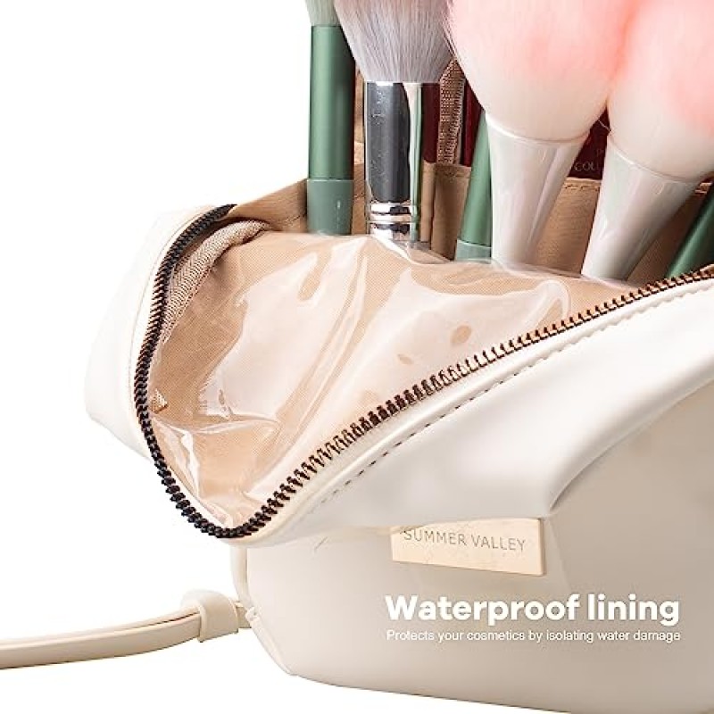 Y.duck 화이트 메이크업 가방 작고 귀여운 메이크업 정리함, 지갑용 대용량 미적 화장품 파우치, 스킨케어 가방 - 여성용 완벽한 메이크업 가방