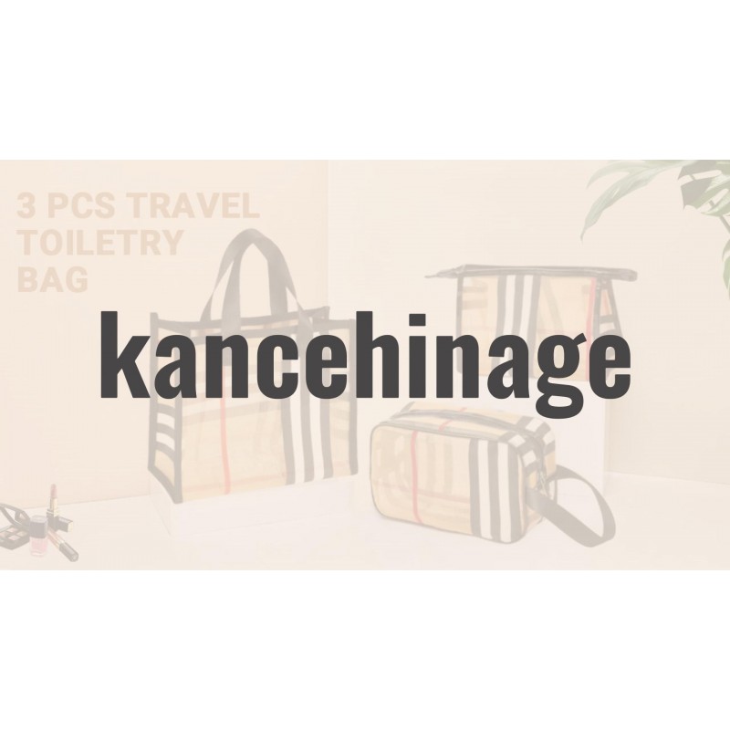 Kancehinage 3 조각 여행 세면 용품 가방, 지퍼가 달린 메이크업 가방 방수 줄무늬 투명 화장품 가방 휴대용 주최자 케이스 여성과 소녀 보관 가방 세트