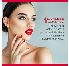 Mirabella 듀얼 피니쉬 블러셔 및 파우더 브러쉬 - 프로페셔널 및 프리미엄 메이크업 뷰티 브러쉬 - 천연 및 동물 실험을 하지 않은 합성 강모, 손으로 조각한 브러시드 알루미늄 럭셔리 화장품 메이크업 브러쉬