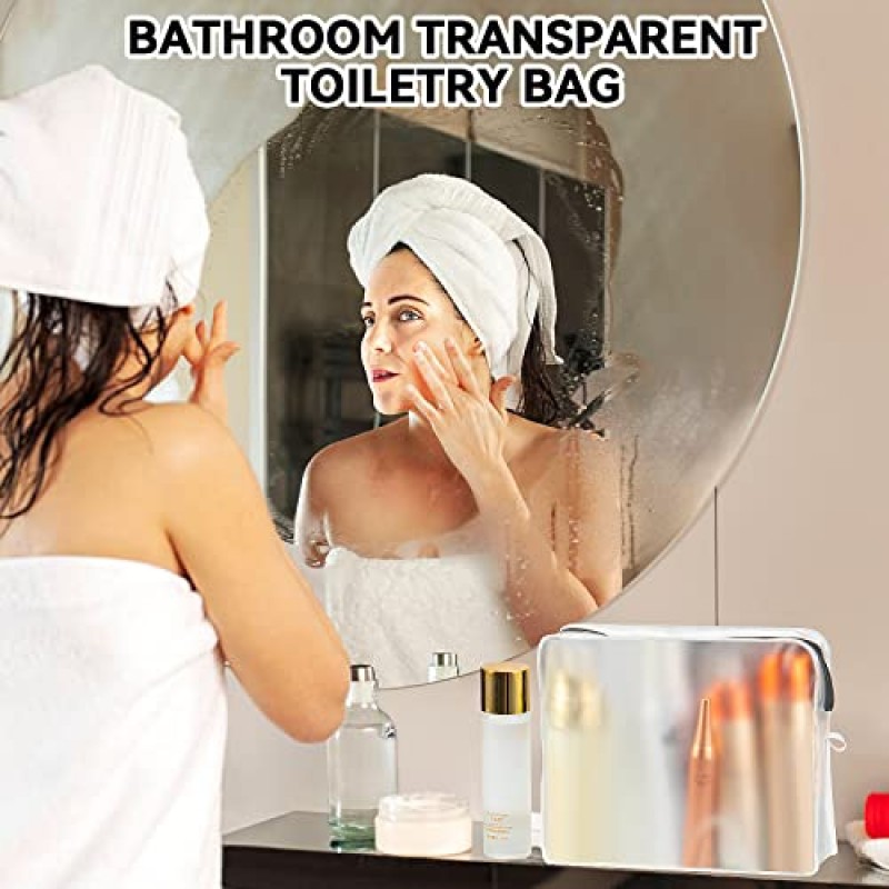 Qbily 3 팩 남성 여성용 슈퍼 소프트 클리어 지퍼 세면 용품 가방, TSA 승인 여행 메이크업 화장품 가방, 방수 누출 방지 BPA 무료 대용량 세면 용품 메이크업 화장품 가방