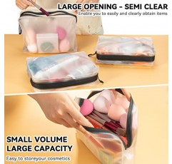 Qbily 3 팩 남성 여성용 슈퍼 소프트 클리어 지퍼 세면 용품 가방, TSA 승인 여행 메이크업 화장품 가방, 방수 누출 방지 BPA 무료 대용량 세면 용품 메이크업 화장품 가방