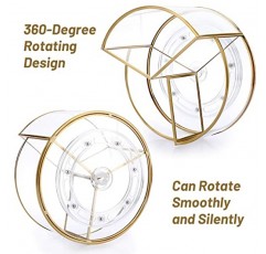 Hipiwe 360 ​​회전 메이크업 주최자 3 슬롯 골드 유리 화장품 디스플레이 케이스 라운드 화장대 보관 홀더 드레서 Prefume 메이크업 부시 립스틱을위한 욕실 주최자