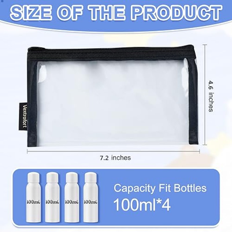 VEXTROFORT 지갑용 소형 메이크업 파우치, 미니 투명 지퍼백, 여성용 방수 여행 정리함 5개 여자 방수(블랙, 그레이, 로즈 레드, 블루, 옐로우)