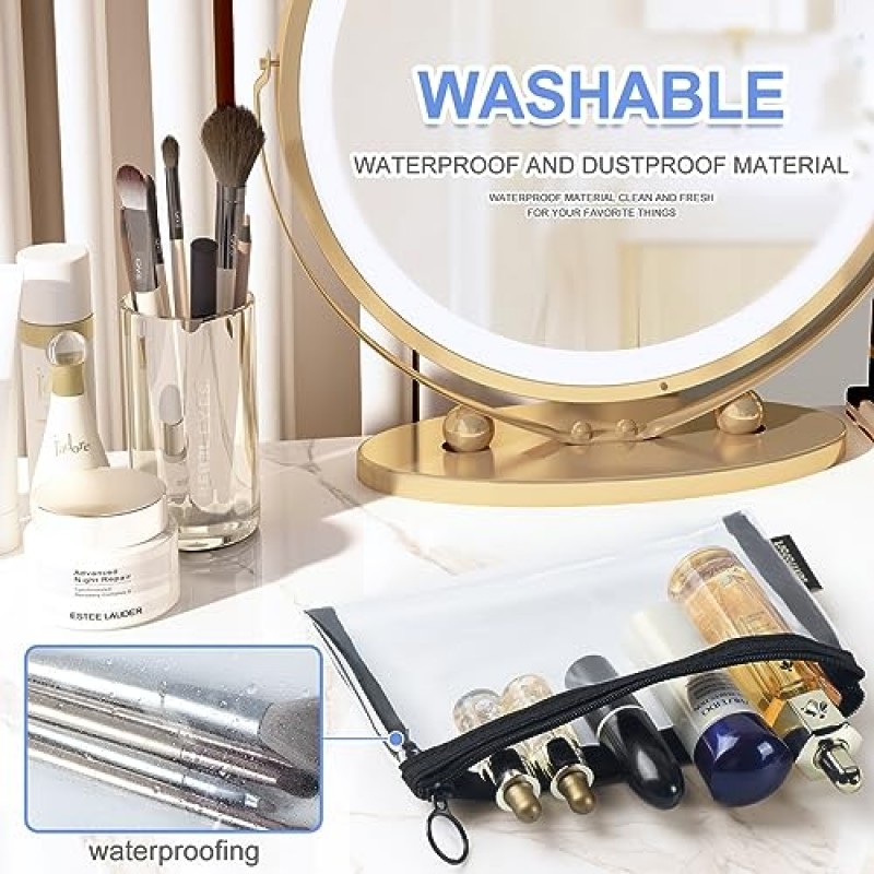 VEXTROFORT 지갑용 소형 메이크업 파우치, 미니 투명 지퍼백, 여성용 방수 여행 정리함 5개 여자 방수(블랙, 그레이, 로즈 레드, 블루, 옐로우)