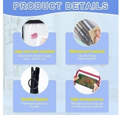 VEXTROFORT 지갑용 소형 메이크업 파우치, 미니 투명 지퍼백, 여성용 방수 여행 정리함 5개 여자 방수(블랙, 그레이, 로즈 레드, 블루, 옐로우)