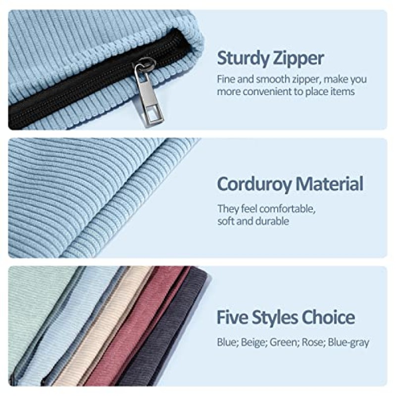 MAANGE 2 Pcs 메이크업 가방, 여성용 화장품 가방 여행 세트 지갑 용 소형 메이크업 가방 코듀로이 여성용 휴대용 다용도 지퍼 주머니 (BLUE)