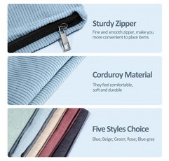 MAANGE 2 Pcs 메이크업 가방, 여성용 화장품 가방 여행 세트 지갑 용 소형 메이크업 가방 코듀로이 여성용 휴대용 다용도 지퍼 주머니 (BLUE)