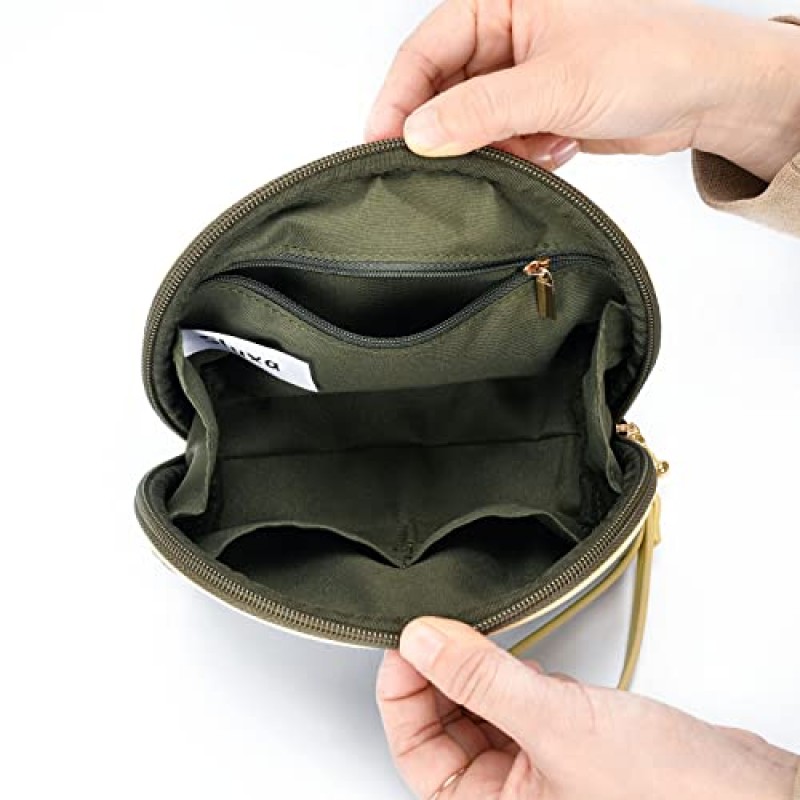 Sluxa 여성용 메이크업 가방, 레트로 스웨이드 패브릭 메이크업 가방, 여행용 쉘 화장품 가방, 패션 소형 지갑용 메이크업 가방.…