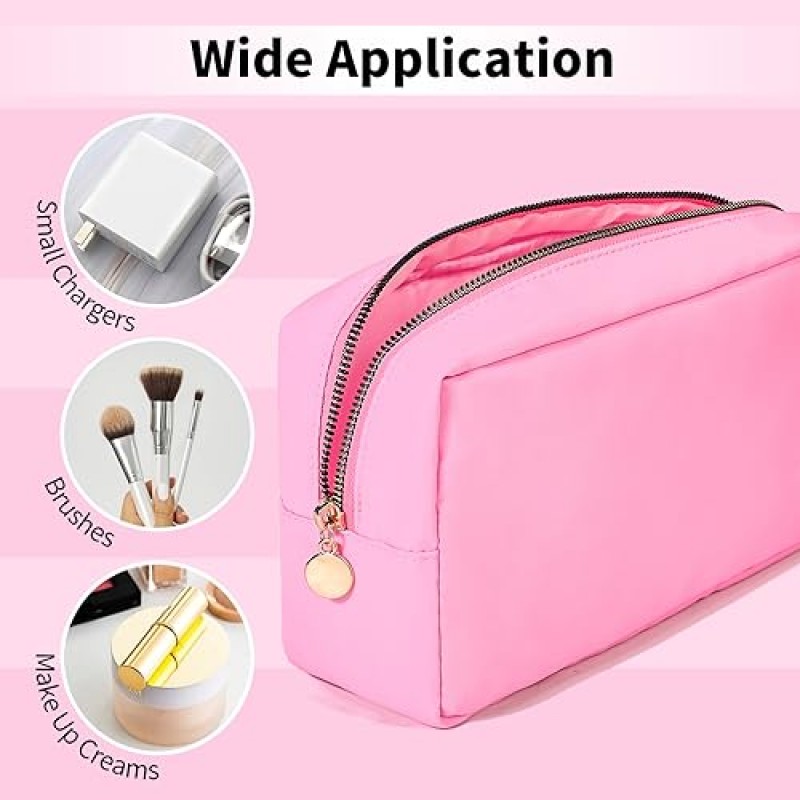 SOIDRAM 메이크업 가방 여행 가방 파우치, 핑크 세면 용품 가방 메이크업 주최자 나일론 가방 화장품 프레피 가방 지퍼 파우치 신부 가방