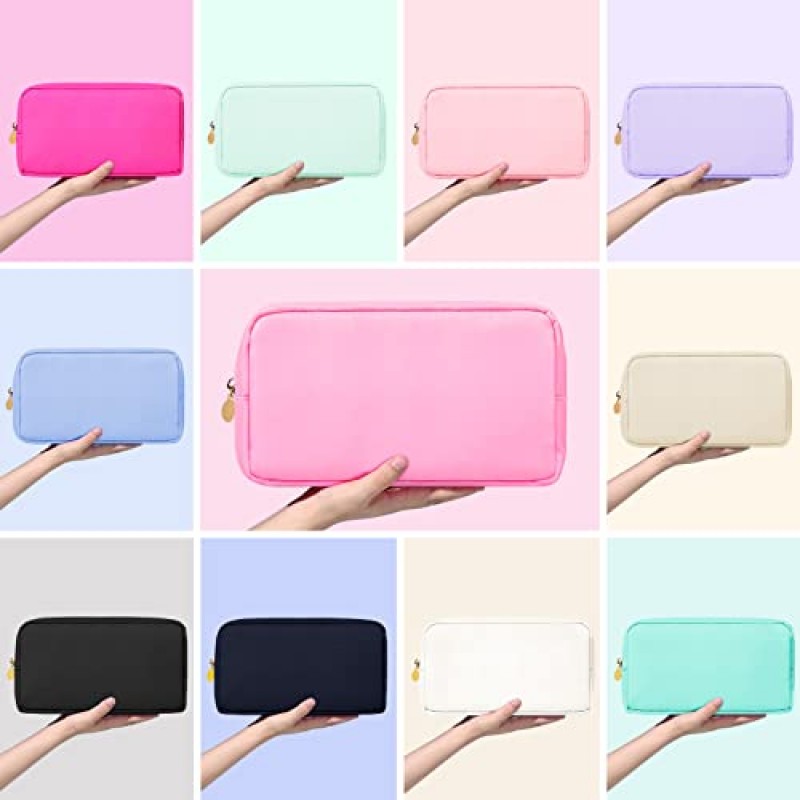 SOIDRAM 메이크업 가방 여행 가방 파우치, 핑크 세면 용품 가방 메이크업 주최자 나일론 가방 화장품 프레피 가방 지퍼 파우치 신부 가방