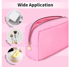 SOIDRAM 메이크업 가방 여행 가방 파우치, 핑크 세면 용품 가방 메이크업 주최자 나일론 가방 화장품 프레피 가방 지퍼 파우치 신부 가방