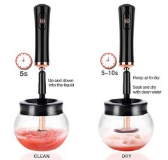 프리미엄 메이크업 브러쉬 클리너 건조기 초고속 전기 브러쉬 클리너 기계 자동 브러쉬 클리너 스피너 메이크업 브러쉬 도구 (검은색)