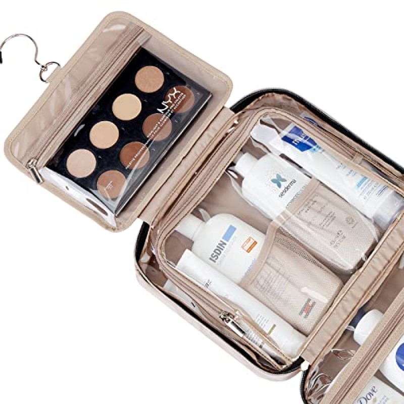 NISHEL 여성용 여행 세면 용품 가방 대용량, 여행 필수품 정리함, 액세서리 용 걸이 메이크업 케이스, 화장품, 세면 용품, 핑크