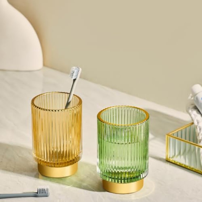 LEICURACE 메이크업 브러쉬 홀더 칫솔 홀더 크리스탈 메이크업 홀더 소형 메이크업 주최자 레트로 데스크탑 아이 라이너 눈썹 연필 보관