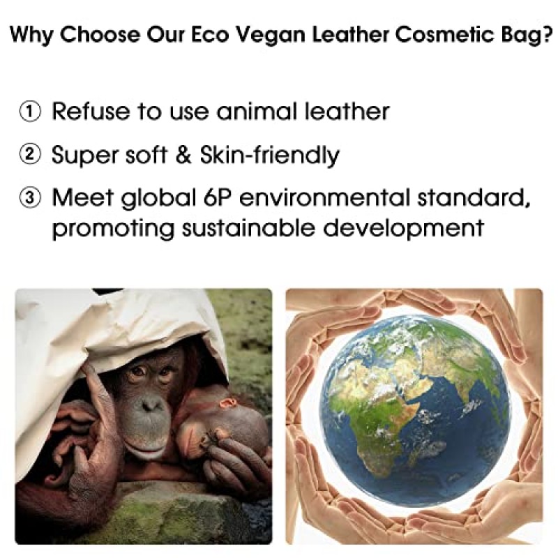 방황하는 자연 메이크업 가방, 여행 메이크업 주최자 에코 비건 가죽 여성용 화장품 브러쉬 가방 케이스, 블루