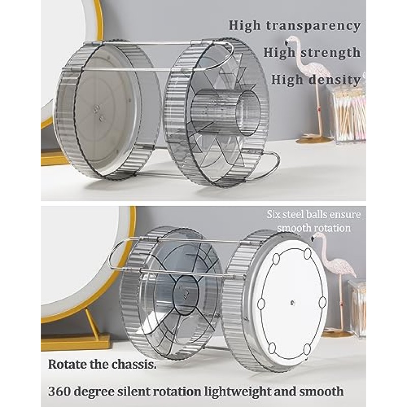 Argox 360 ° 회전식 메이크업 정리함, 욕실 카운터 정리함, 스킨 케어 정리함, 메이크업 정리함 및 보관함.