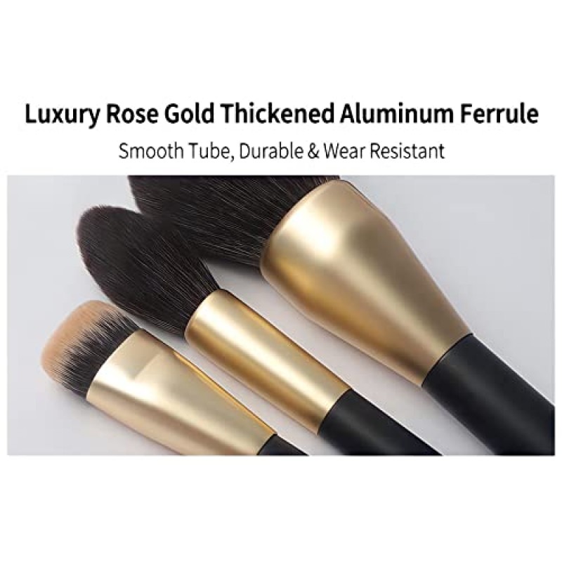 PASCASCIO 비벌리 힐스 메이크업 브러쉬 세트 10Pcs 프리미엄 비건 합성 럭셔리 파운데이션 블러쉬 컨투어 컨실러 아이 섀도우 블렌딩 메이크업 키트 실크 백 포함