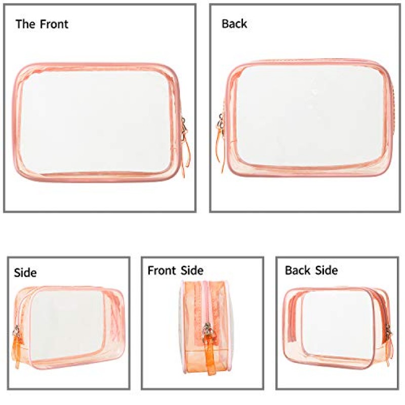 5팩 투명 플라스틱 지퍼가 달린 세면용품 운반용 파우치 TSA 승인 세면용품 가방 휴가, 욕실 및 정리용 휴대용 화장품 메이크업 가방