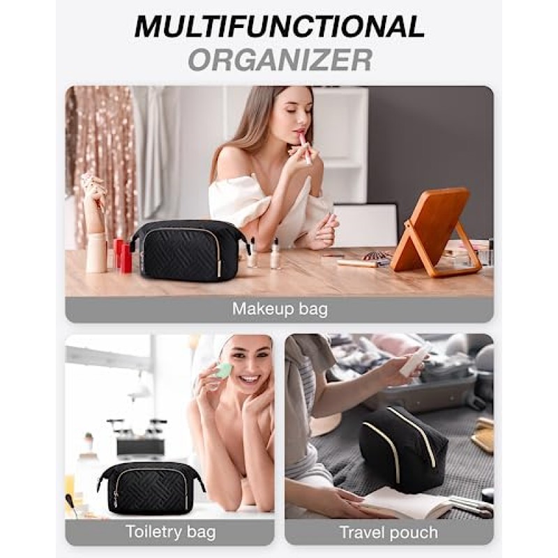 BAGSMART 여행 메이크업 가방, 화장품 가방 메이크업 주최자 케이스, 여성용 대형 와이드 오픈 파우치 세면 용품 액세서리 브러쉬 용 지갑