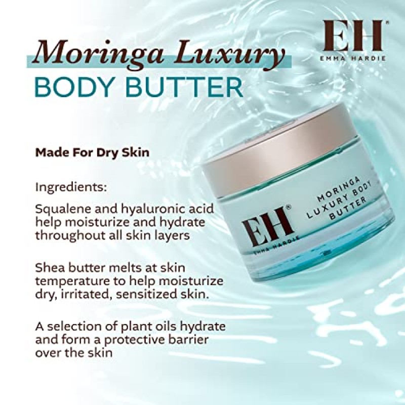 Emma Hardie 럭셔리 스파 스킨 케어 세트, 여행용 사이즈 클렌징 밤, 바디 오일, 바디 버터, 모링가, 아몬드 오일, 글리세린, 호호바 오일, 시어 버터, 포도씨 오일이 함유된 바디 선물 세트