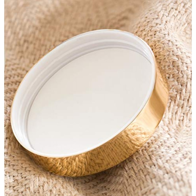 JUVITUS 투명 PET 플라스틱(BPA 프리) 리필용 용기, 럭셔리 골드 메탈 덮개 뚜껑 포함 - 8온스/240ml(6팩)