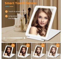 빛과 배율이있는 Gofora 여행 거울 10X 휴대용 조명 Led 여행 메이크업 거울 세면대 거울 족집게 3 색 조명 여성을위한 여행 액세서리