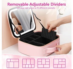 VANMRIOR 여행 메이크업 가방 LED 조명 메이크업 케이스 거울 3 색 설정 화장품 메이크업 박스 주최자 화장대 케이스 여성용 미용 도구 액세서리 케이스 충전식