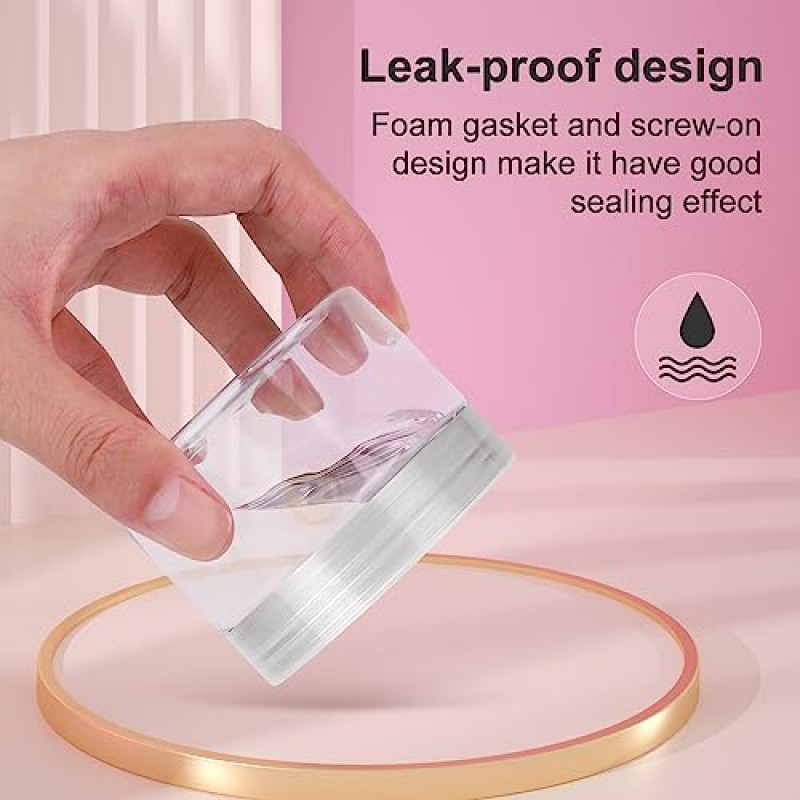 Loretoy 가정용 뚜껑이 있는 4온스 플라스틱 항아리, 목욕 소금, 화장품, 파우더, 미용 제품 및 소형 액세서리용 BPA 프리, 재사용 가능, 리필 가능 투명 화장품 용기 50팩 - 흰색