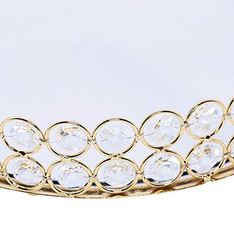 VoiceFly 크리스탈 화장품 메이크업 화장대 트레이, 보석 정리 트레이 향수, 장신구, 스킨 케어, 메이크업 디스플레이 드레서 홈 장식용 미러 장식 트레이(로즈 골드)