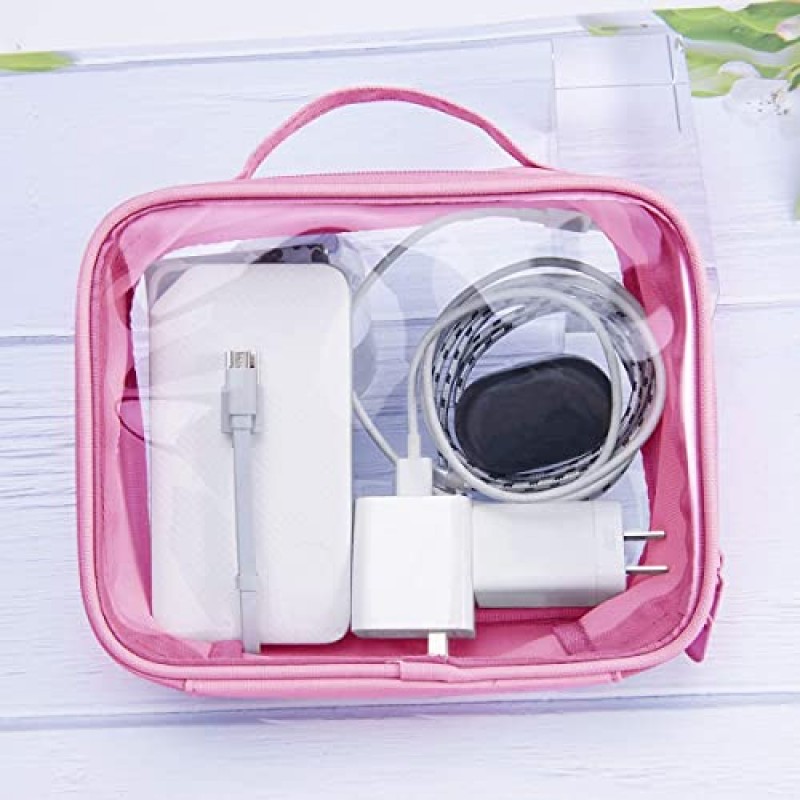 ANRUI TSA 승인 세면도구 가방, 핸들 스트랩이 있는 TSA 세면도구 가방, 액체용 투명 여행 가방, 세면도구, 화장품, 여성용 및 남성용 투명 세면도구 가방(동일한 크기)