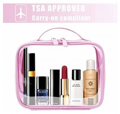 ANRUI TSA 승인 세면도구 가방, 핸들 스트랩이 있는 TSA 세면도구 가방, 액체용 투명 여행 가방, 세면도구, 화장품, 여성용 및 남성용 투명 세면도구 가방(동일한 크기)