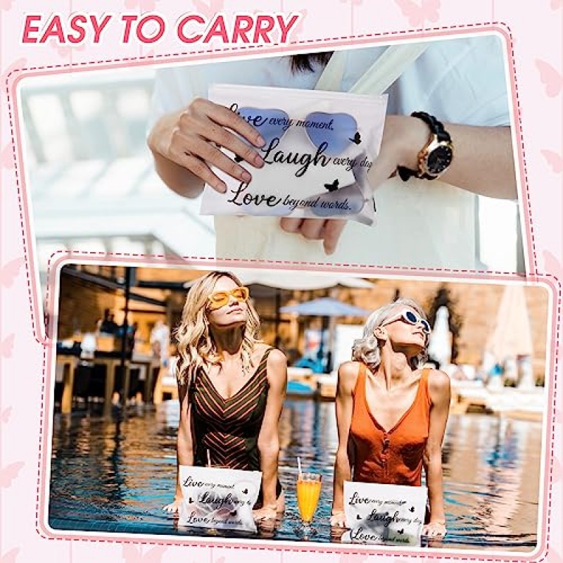 100 Pcs 여자를위한 영감 선물 여자 여행 치어 리더 메이크업 가방 대량 사랑 따옴표 지퍼가 달린 화장품 가방 감사합니다 간호사 교사 친구를위한 격려 생일 선물 가방 (미니멀리스트)