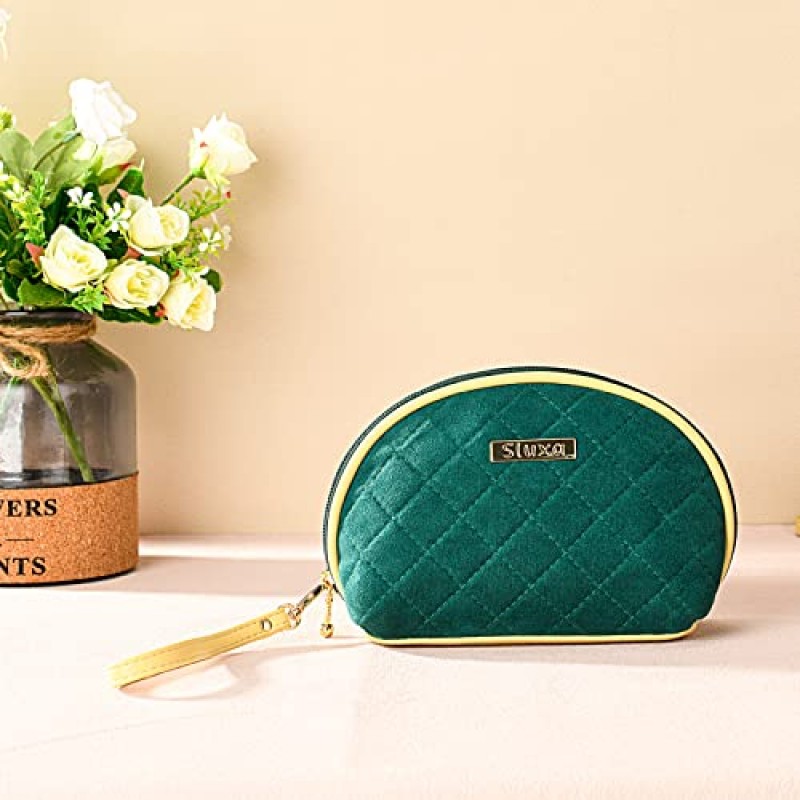 Sluxa 여행용 메이크업 정리함, 패션 그린 메이크업 가방, 여행용 화장품 가방, 패션 중형 지갑용 메이크업 가방.…