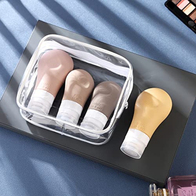 세면도구용 여행용 병 16팩 세트, Gemice TSA 승인 여행용 크기 용기 누출 방지 실리콘 압착 튜브 여행 액세서리 샴푸 컨디셔너 로션 바디 워시용 2온스 3온스