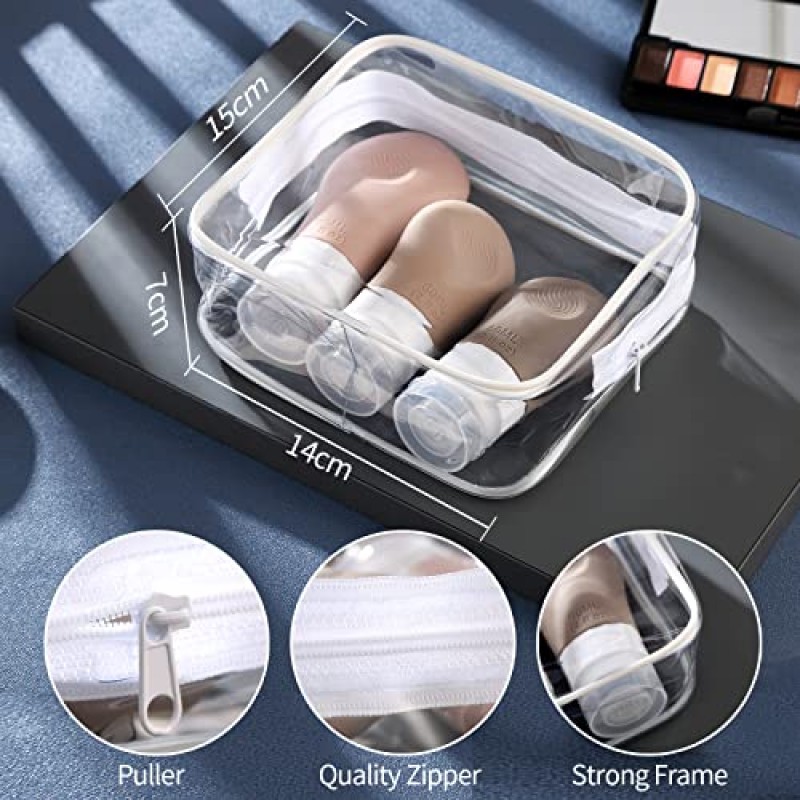 세면도구용 여행용 병 16팩 세트, Gemice TSA 승인 여행용 크기 용기 누출 방지 실리콘 압착 튜브 여행 액세서리 샴푸 컨디셔너 로션 바디 워시용 2온스 3온스