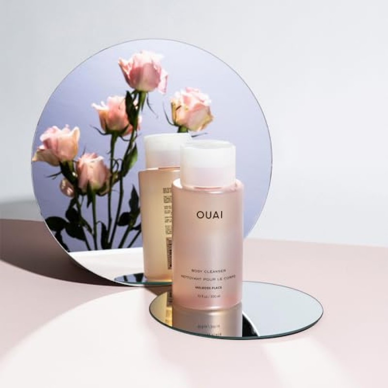 OUAI 바디 클렌저, 멜로즈 플레이스 - 호호바 오일과 로즈힙 오일이 함유된 포밍 바디 워시로 피부에 수분을 공급하고, 영양을 공급하고, 균형을 잡고 부드럽게 해줍니다. - 파라벤, 프탈레이트 및 황산염 프리 스킨 케어 제품 - 10온스