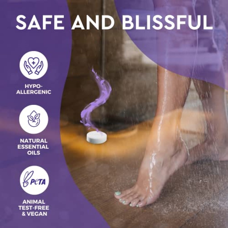 Cleverfy 샤워 스티머 아로마테라피 - 에센셜 오일이 함유된 샤워밤 12개 팩. 여성과 청소년을 위한 셀프 케어 스타킹 스터퍼와 여성을 위한 크리스마스 선물. 보라색 세트