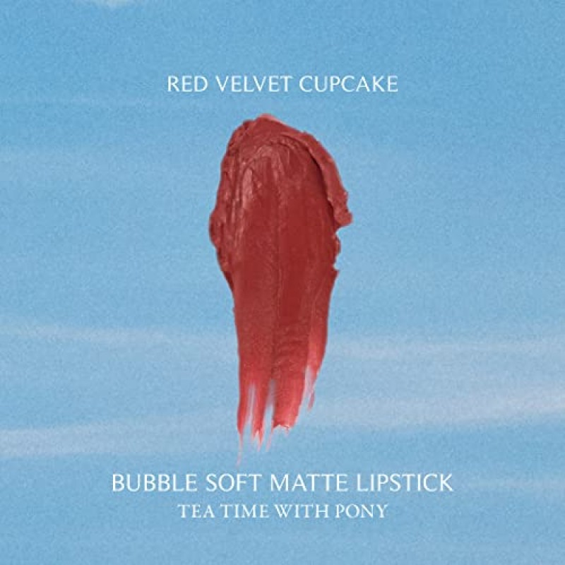 프레시오투 x 포니 |버블 소프트 매트 립스틱 |하이드레이팅 럭셔리 새틴 립스틱 실키하고 부드러운 텍스처 | 레드 벨벳 컵케이크 | 대만산 | 비건 잔인함 없음