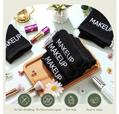 50 조각 메이크업 수건 면 메이크업 리무버 타월 블랙 화장품 페이스 타올 흡수성 메이크업 여성용 소프트 페이셜 타월 여자 페이스 클렌징 스킨 케어 선물, 9.8 x 9.8 인치