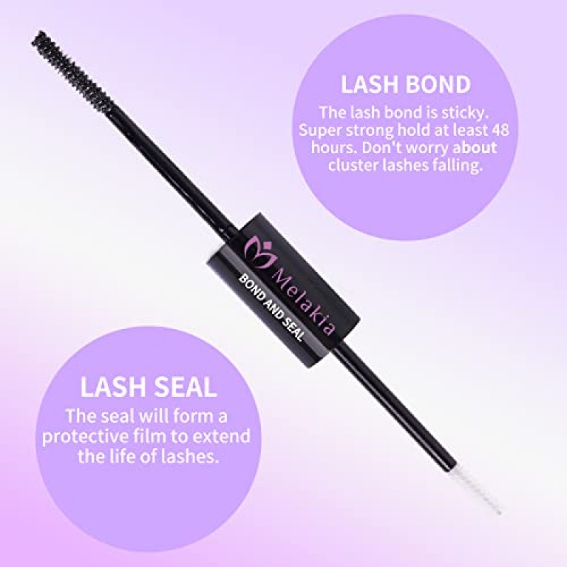 래쉬 본드 및 씰, 멜라키아 라텍스 프리 클러스터 래쉬 본드 및 씰 글루 10ml, 오래 지속되는 DIY 래쉬 연장 본드 및 씰(10ml)