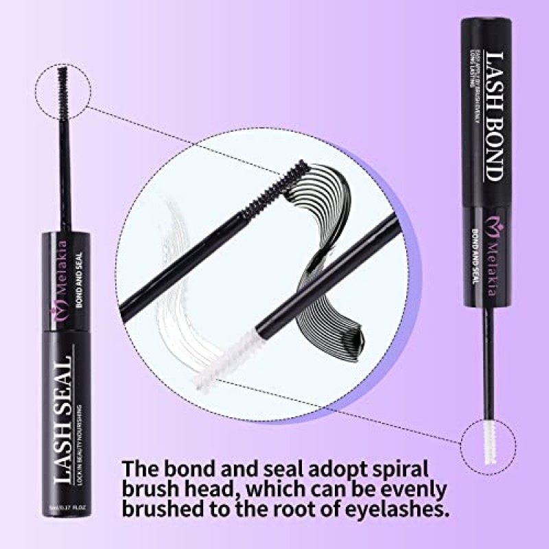 래쉬 본드 및 씰, 멜라키아 라텍스 프리 클러스터 래쉬 본드 및 씰 글루 10ml, 오래 지속되는 DIY 래쉬 연장 본드 및 씰(10ml)