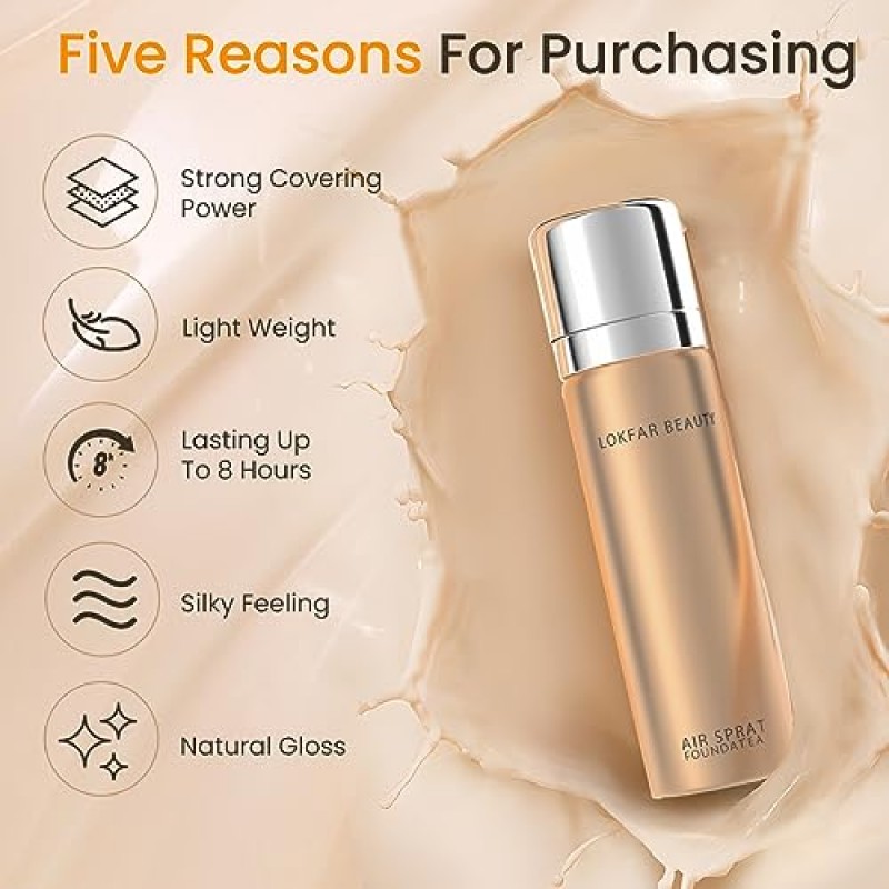 토소아탑 에어브러쉬 파운데이션 세트 (부드러운 메이크업 브러쉬 포함), [가벼운 무게], [롱래스팅], [안티에이징 성분], [오일 컨트롤 포뮬러], 풀 커버 파운데이션 모든 피부용, 02# 누드