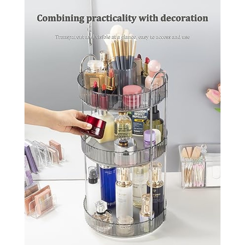 Argox 360 ° 회전식 메이크업 정리함, 욕실 카운터 정리함, 스킨 케어 정리함, 메이크업 정리함 및 보관함.