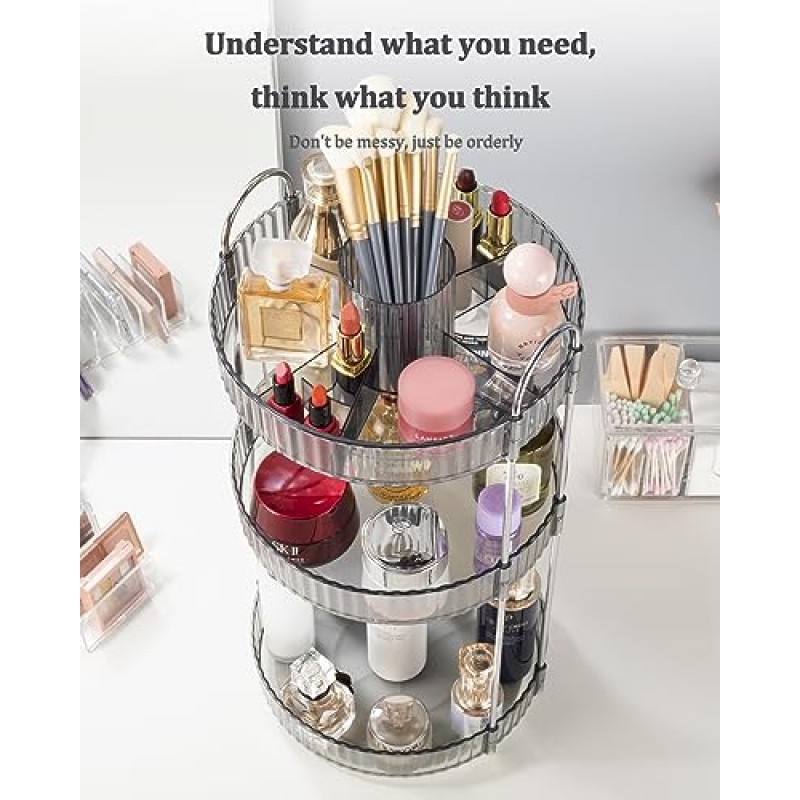 Argox 360 ° 회전식 메이크업 정리함, 욕실 카운터 정리함, 스킨 케어 정리함, 메이크업 정리함 및 보관함.