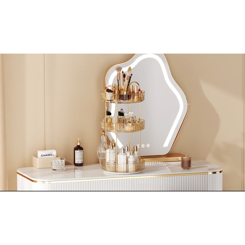 Argox 360 ° 회전식 메이크업 정리함, 욕실 카운터 정리함, 스킨 케어 정리함, 메이크업 정리함 및 보관함.