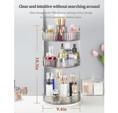 Argox 360 ° 회전식 메이크업 정리함, 욕실 카운터 정리함, 스킨 케어 정리함, 메이크업 정리함 및 보관함.