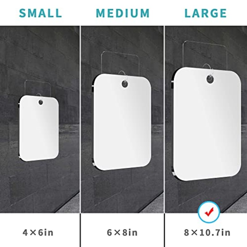 Showe용 면도 거울용 안개 없는 2팩 샤워 거울, 벽걸이용 10.7인치 x 8인치 대형 거울, 캠핑 여행용 거울, 깨지지 않는 휴대용 거울, 메이크업 플라스틱, 안개 없는 면도 방지 방지, 욕실