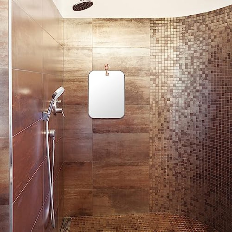 Showe용 면도 거울용 안개 없는 2팩 샤워 거울, 벽걸이용 10.7인치 x 8인치 대형 거울, 캠핑 여행용 거울, 깨지지 않는 휴대용 거울, 메이크업 플라스틱, 안개 없는 면도 방지 방지, 욕실